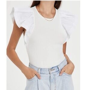 A.L.C. Ivory Ruffle Sleeve Top